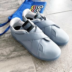NEW GOATS Criss Cross Velcro Strap Sneakers, Lt Blue Size 9.5 New w/DustBag